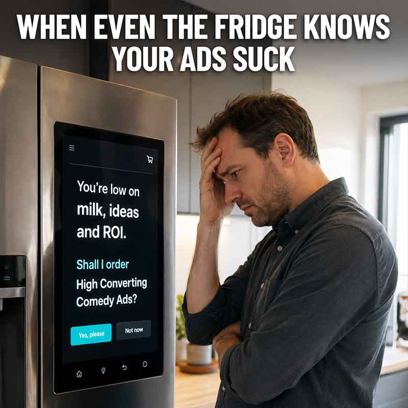 A comedy ad where a smart fridge tells its owner they are low on milk, ideas and ROI