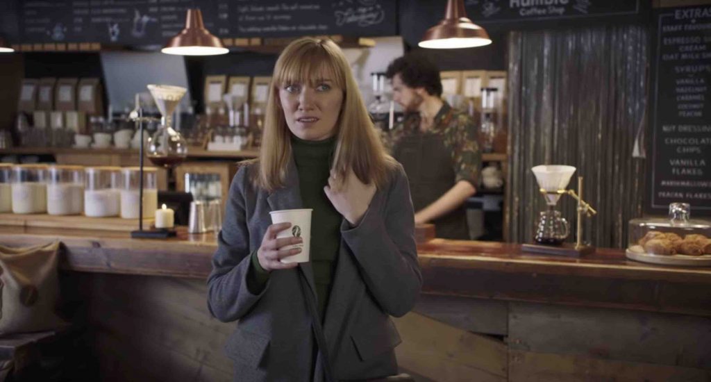 Image of shocked customer from the 2020 McDonald's funny advert for coffee