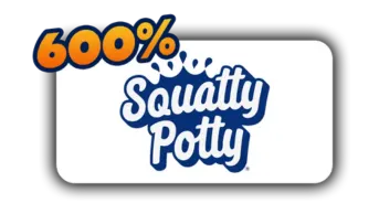 Squatty Potty logo with bold “600%” text above it, representing a major performance increase using White Label Comedy’s AI marketing strategy